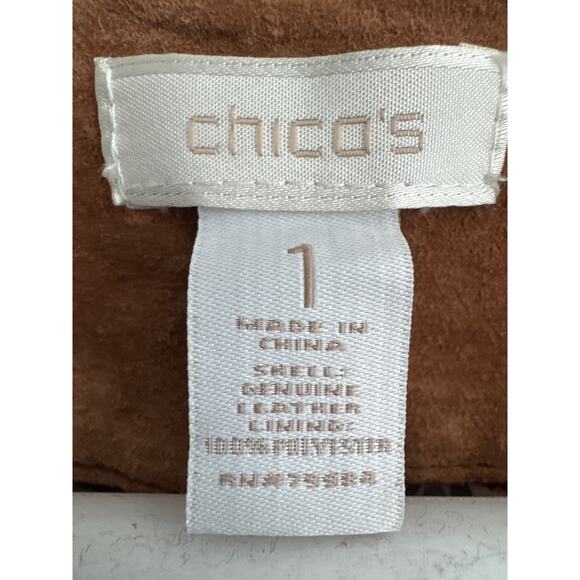 Chico’s Suede Leather Vest Brown Scalloped Hem western cowgirl Size 1 Medium - Picture 11 of 12